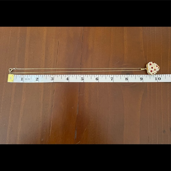 Locket and Earrings in Gold Color with Red and Crystal Color Stones - Picture 8 of 9